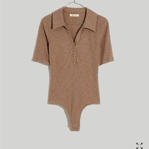 Madewell ribbed short sleeve polo bodysuit
